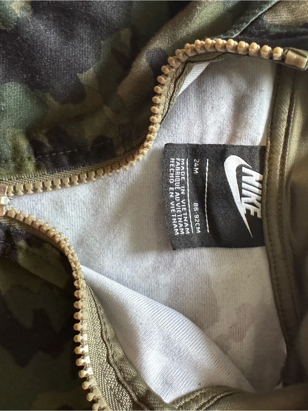 Nike Toddler Olive Camo Jogger and Zip Up Jumpsuit
